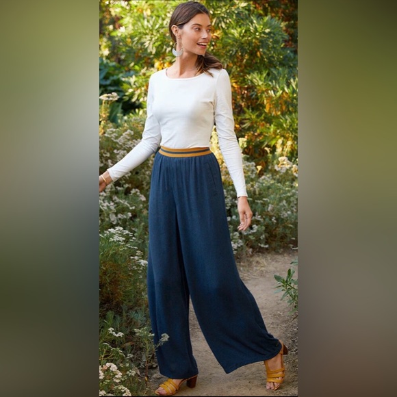 Matilda Jane Pants - Matilda Jane‎ Try Something New Navy Pull On Wide Leg Gauzy Pants Lagenlook